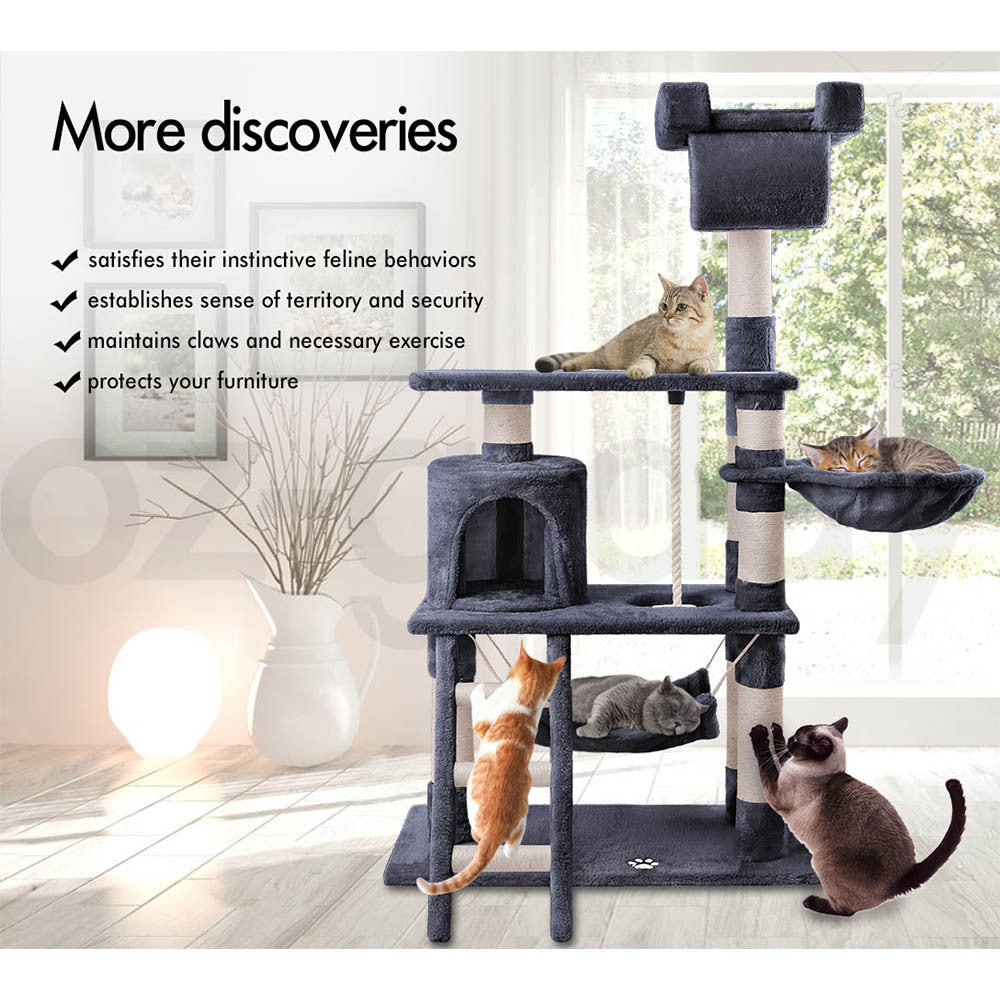 BEASTIE Cat Tree Scratching Post Scratcher Tower Condo House Furniture Wood 140