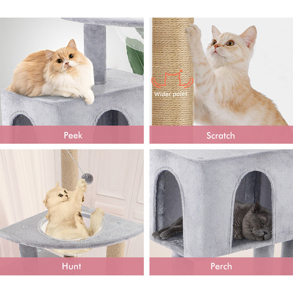 BEASTIE Cat Tree Tower Scratching Post Wood Scratcher Condo House Bed 141cm