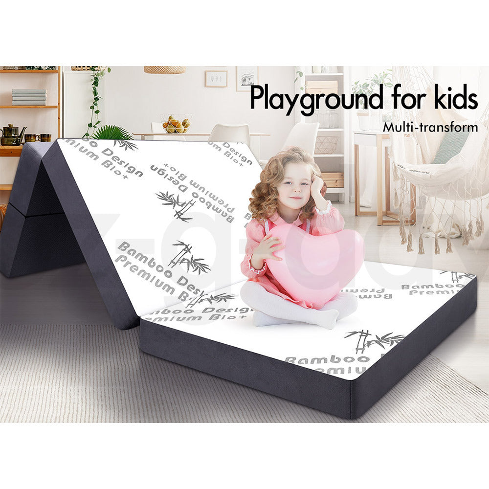 STARRY EUCALYPT Folding Mattress Bamboo Fabric Foldable Sofa Lounge King Single