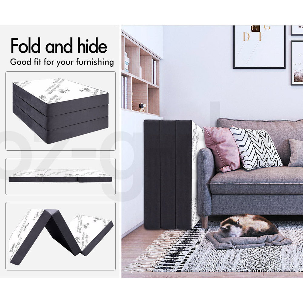 STARRY EUCALYPT Folding Mattress Bamboo Foldable Sofa Lounge Portable Single