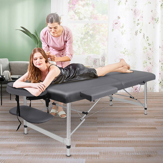 ALFORDSON Massage Table 2 Fold 55cm Foldable Portable Bed Desk Aluminium Lift Up