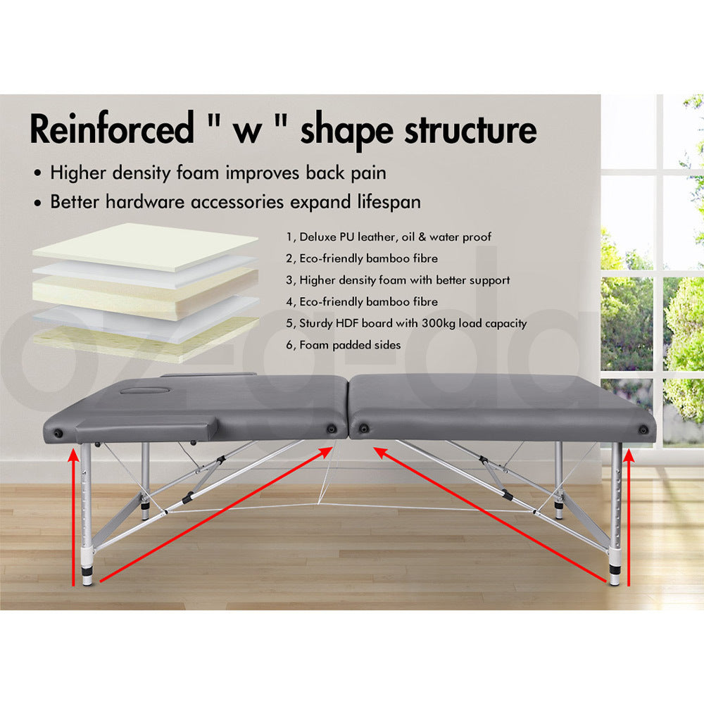 ALFORDSON Massage Table 2 Fold 55cm Foldable Portable Bed Desk Aluminium Lift Up