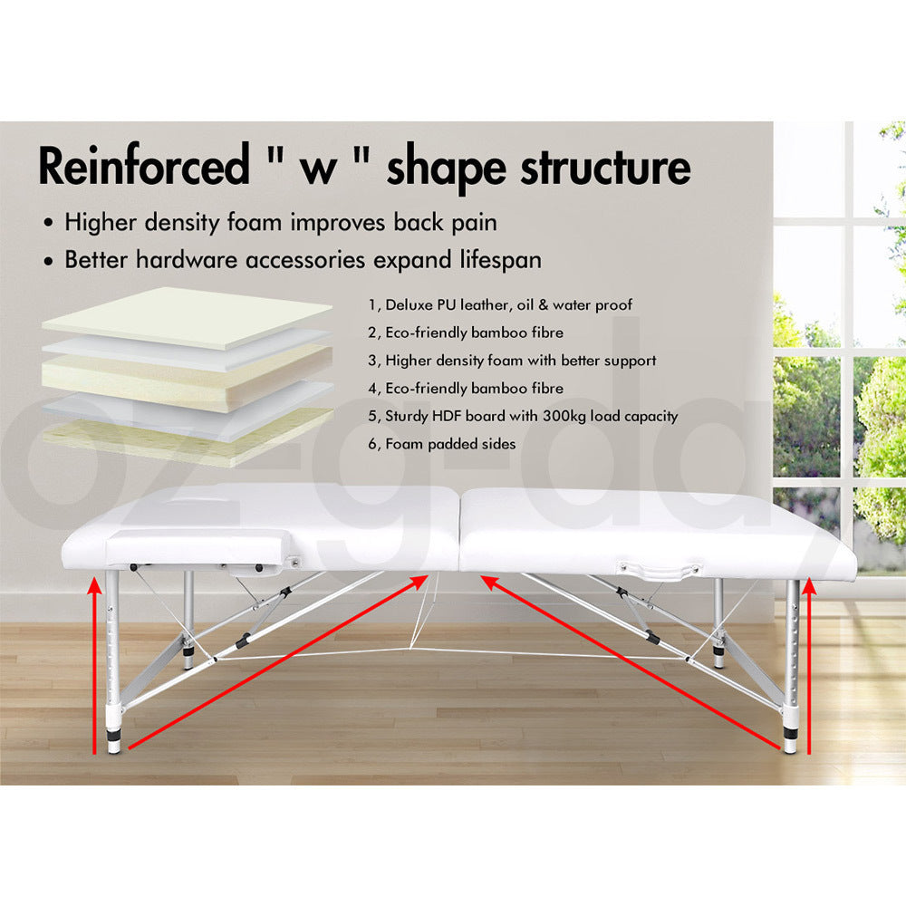 ALFORDSON Massage Table 2 Fold 55cm Foldable Portable Bed Desk Aluminium Lift Up