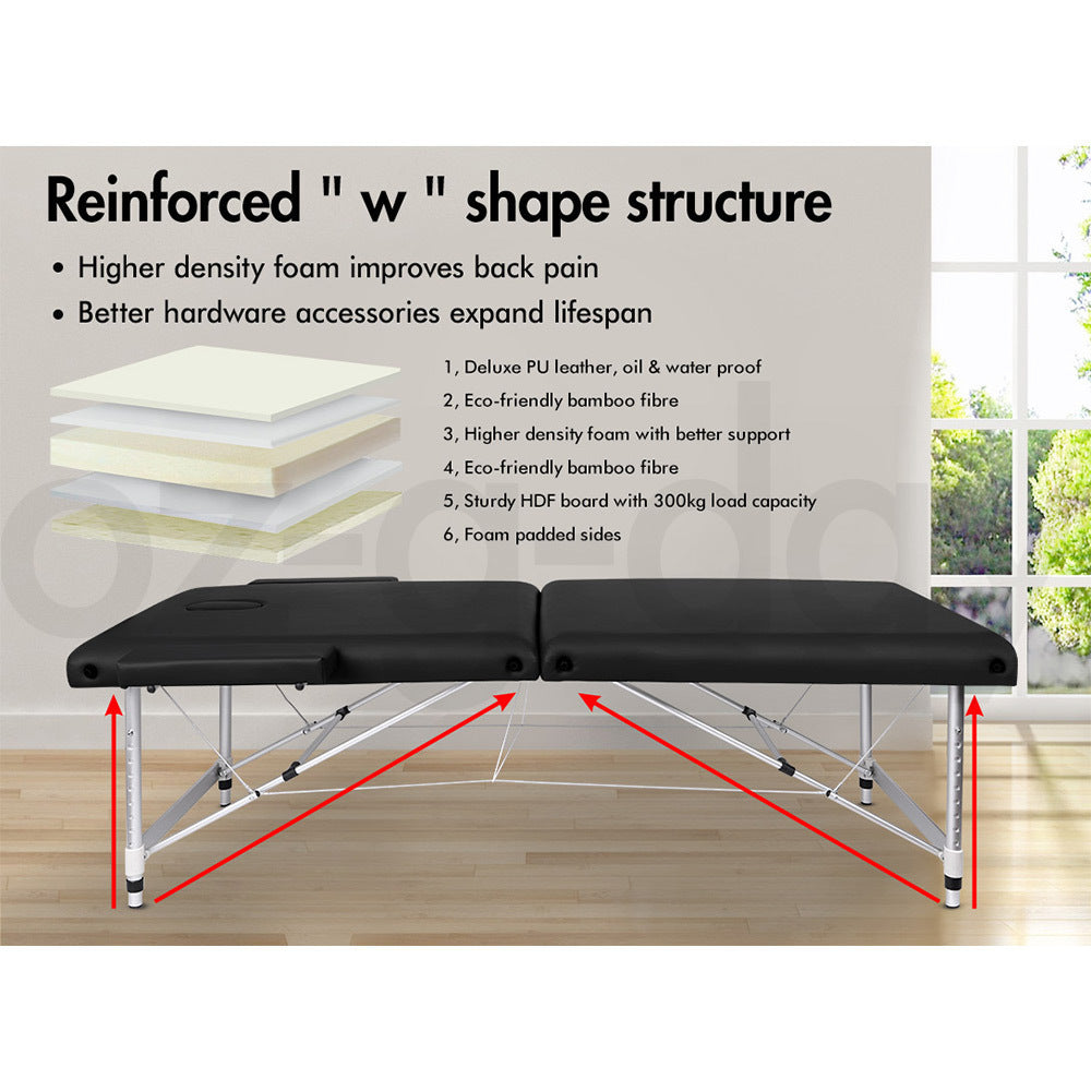 ALFORDSON Massage Table 2 Fold 75cm Foldable Portable Bed Desk Aluminium Lift Up