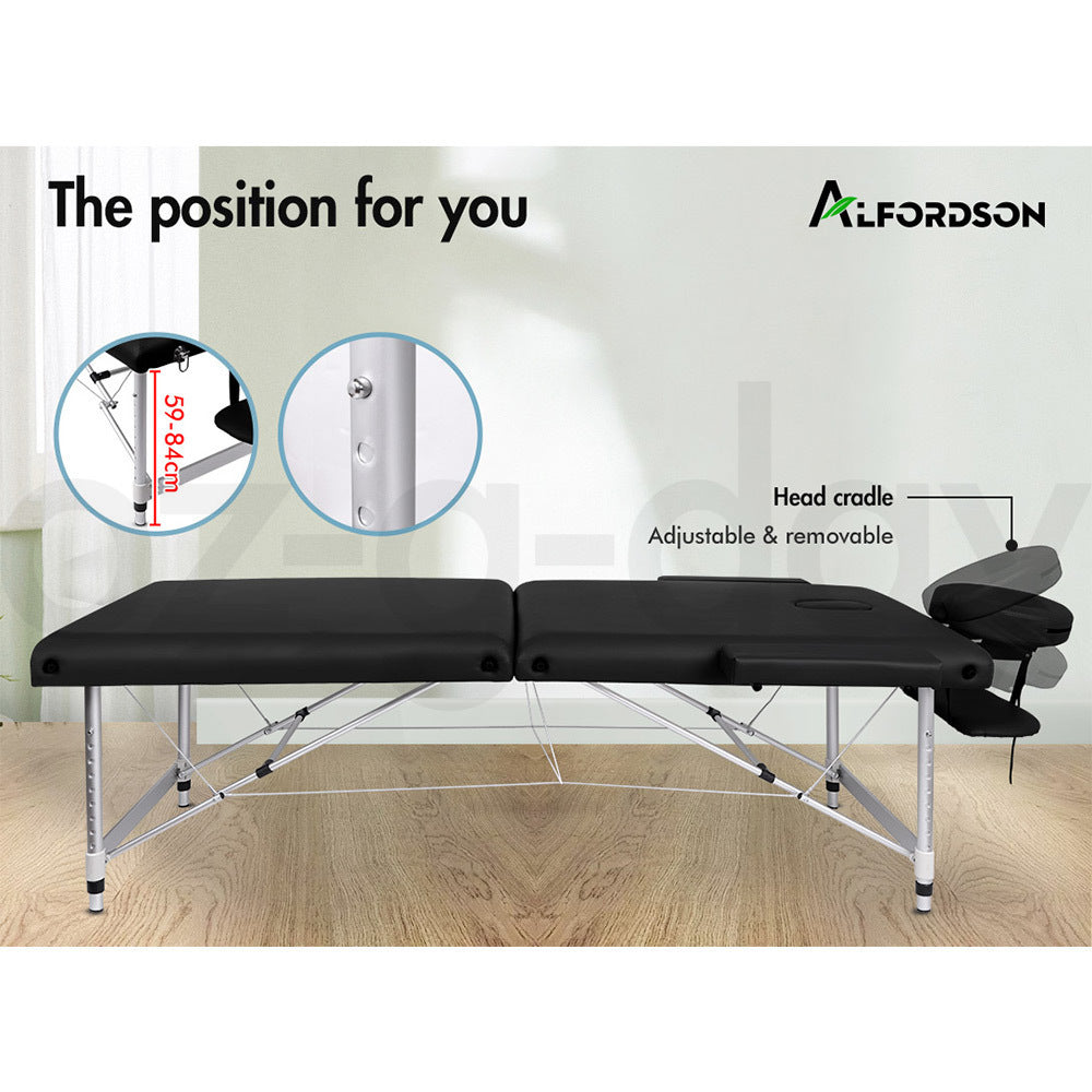 ALFORDSON Massage Table 2 Fold 75cm Foldable Portable Bed Desk Aluminium Lift Up