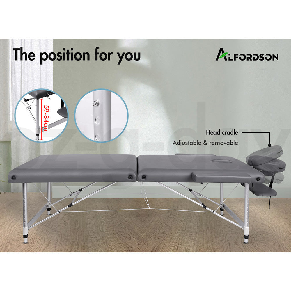 ALFORDSON Massage Table 2 Fold 75cm Foldable Portable Bed Desk Aluminium Lift Up