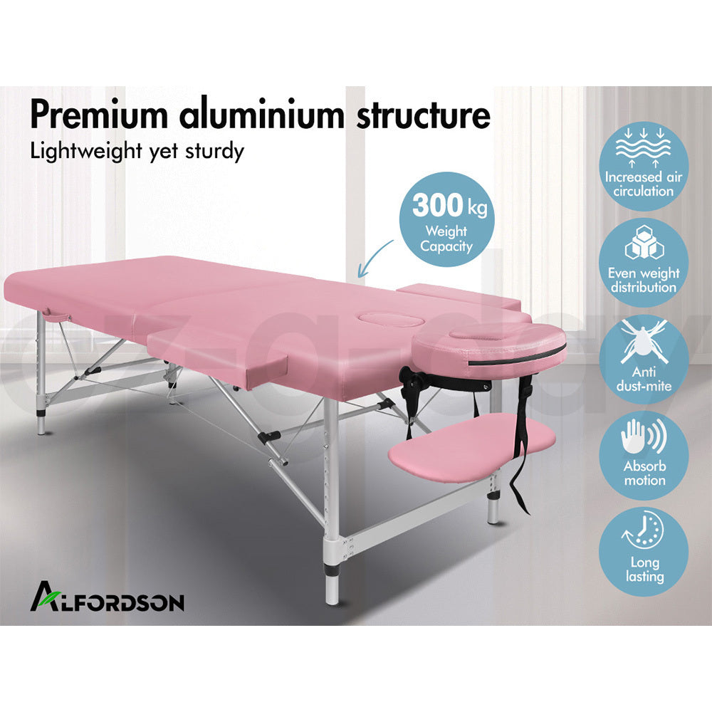 ALFORDSON Massage Table 2 Fold 75cm Foldable Portable Bed Desk Aluminium Lift Up