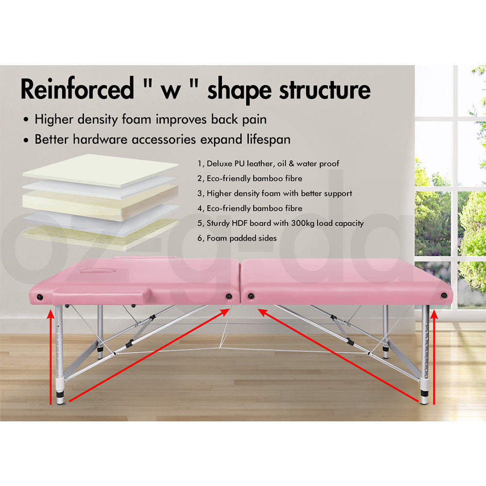 ALFORDSON Massage Table 2 Fold 75cm Foldable Portable Bed Desk Aluminium Lift Up