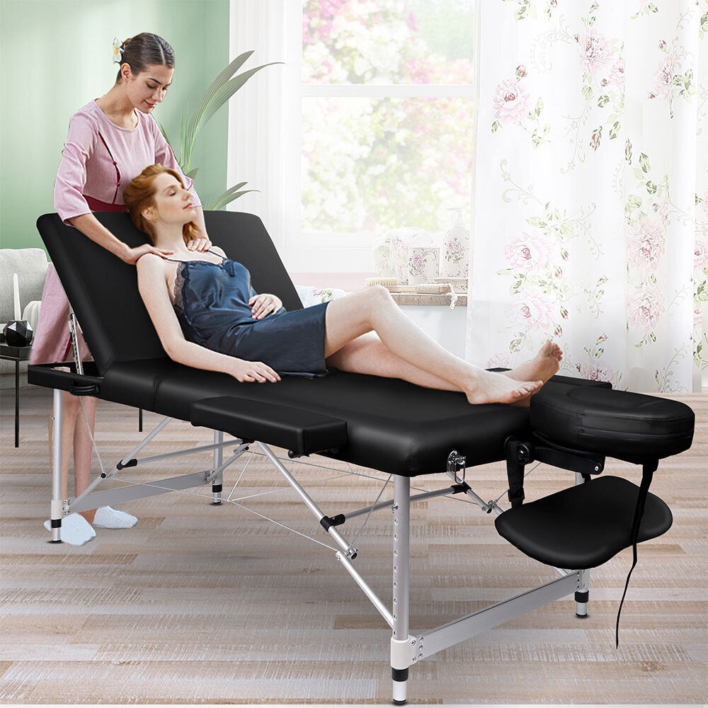 ALFORDSON Massage Table 3 Fold 75cm Foldable Portable Aluminium Lift Up Bed Desk