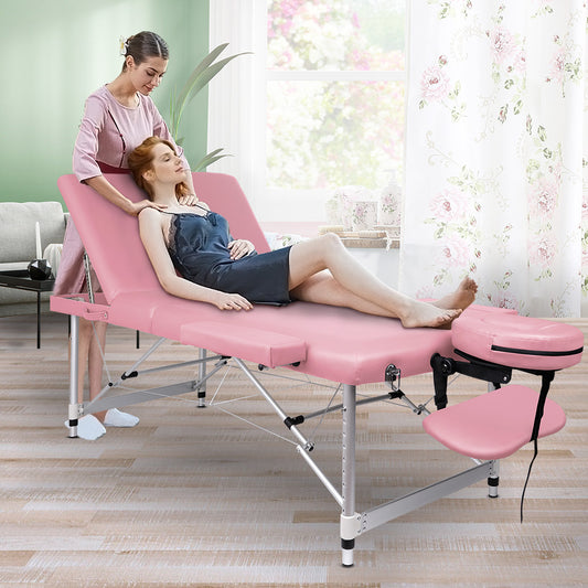 ALFORDSON Massage Table 3 Fold 85cm Portable Aluminium Waxing Bed Therapy