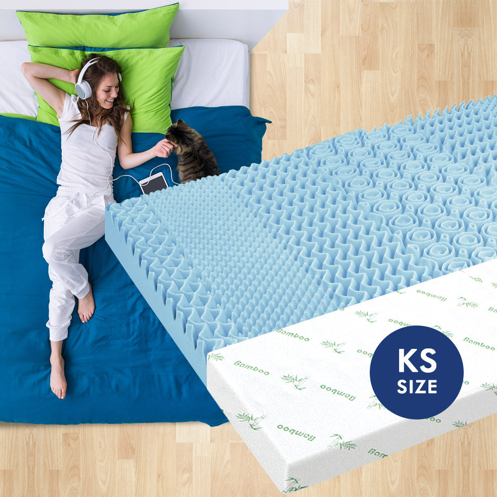 STARRY EUCALYPT Memory Foam Mattress Topper 7 Zone 5cm COOL GEL King Single