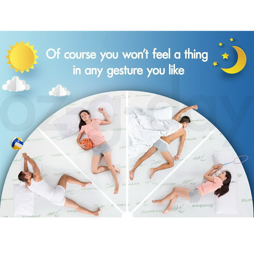 STARRY EUCALYPT Memory Foam Mattress Topper 7 Zone 5CM COOL GEL BAMBOO Single