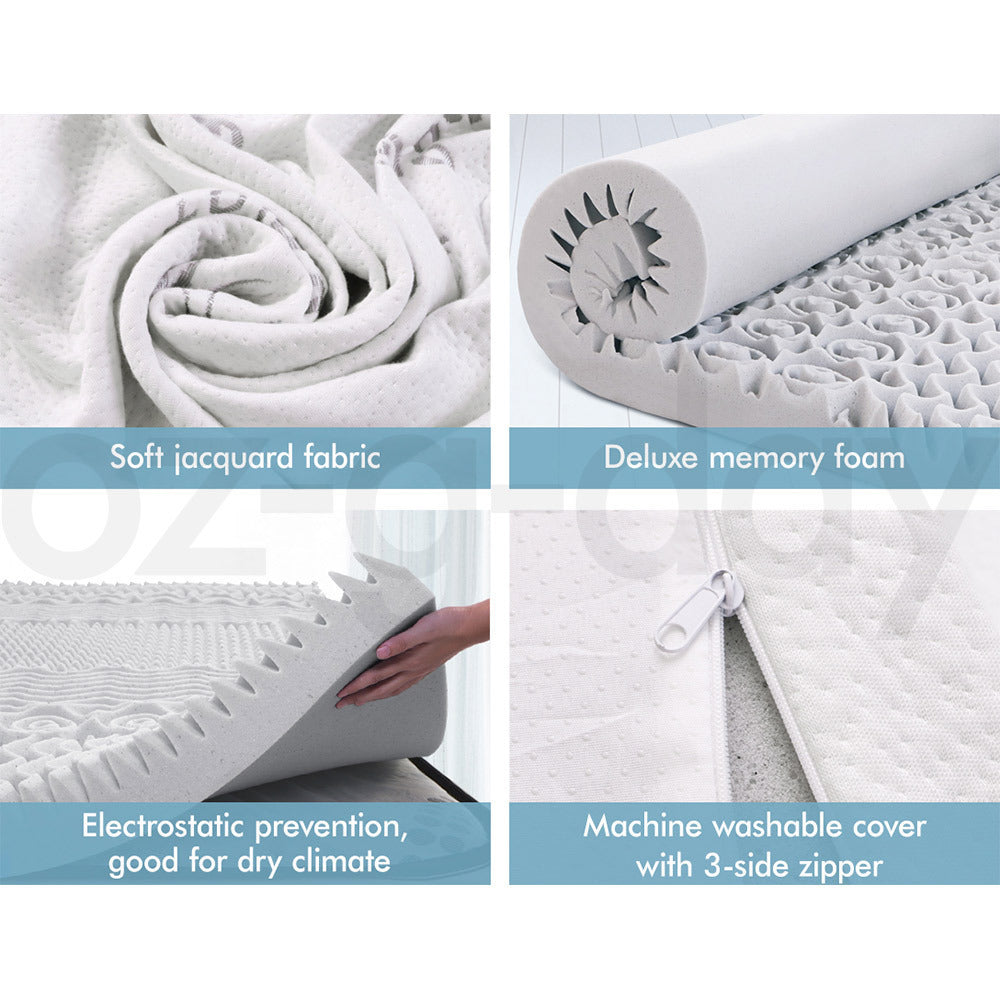 STARRY EUCALYPT Graphite Infused Memory Foam Mattress Topper 7 Zone Cool Gel KING 8CM