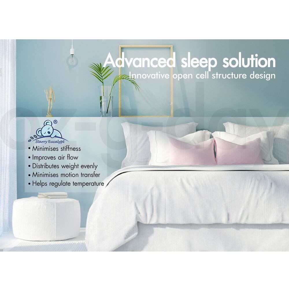 STARRY EUCALYPT Graphite Infused Memory Foam Mattress Topper 7 Zone Cool Gel SINGLE 8CM