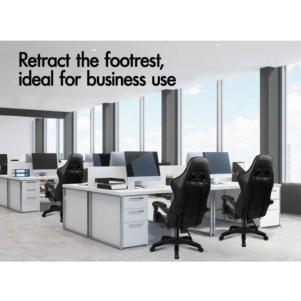 ALFORDSON Gaming Office Chair Extra Large Pillow Racing Executive Footrest Seat