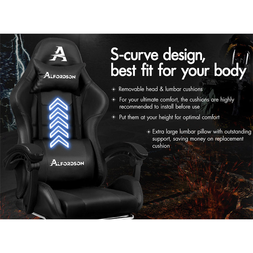 ALFORDSON Gaming Office Chair Extra Large Pillow Racing Executive Footrest Seat