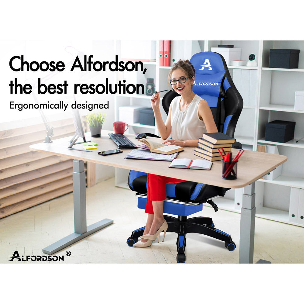 ALFORDSON Gaming Office Chair Extra Large Pillow Racing Executive Footrest Seat