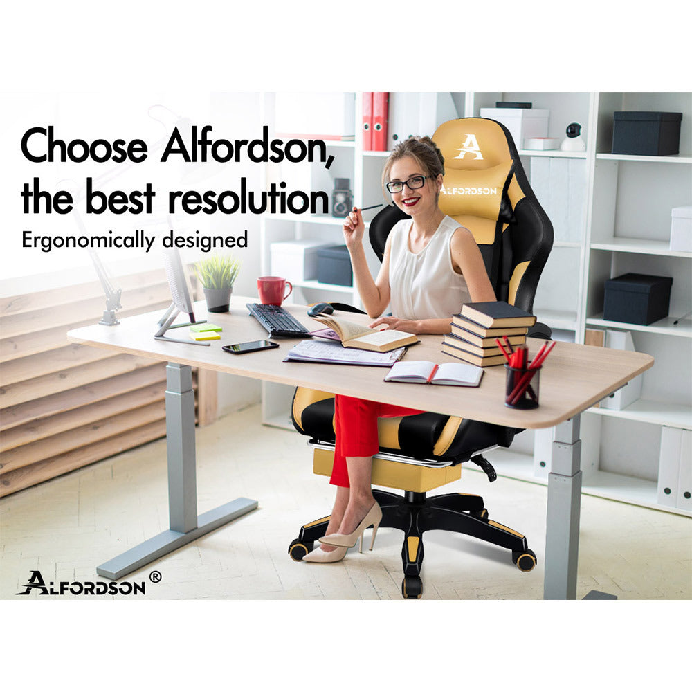 ALFORDSON Gaming Office Chair Extra Large Pillow Racing Executive Footrest Seat