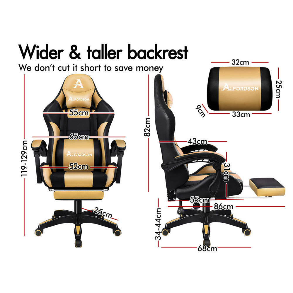 ALFORDSON Gaming Office Chair Extra Large Pillow Racing Executive Footrest Seat