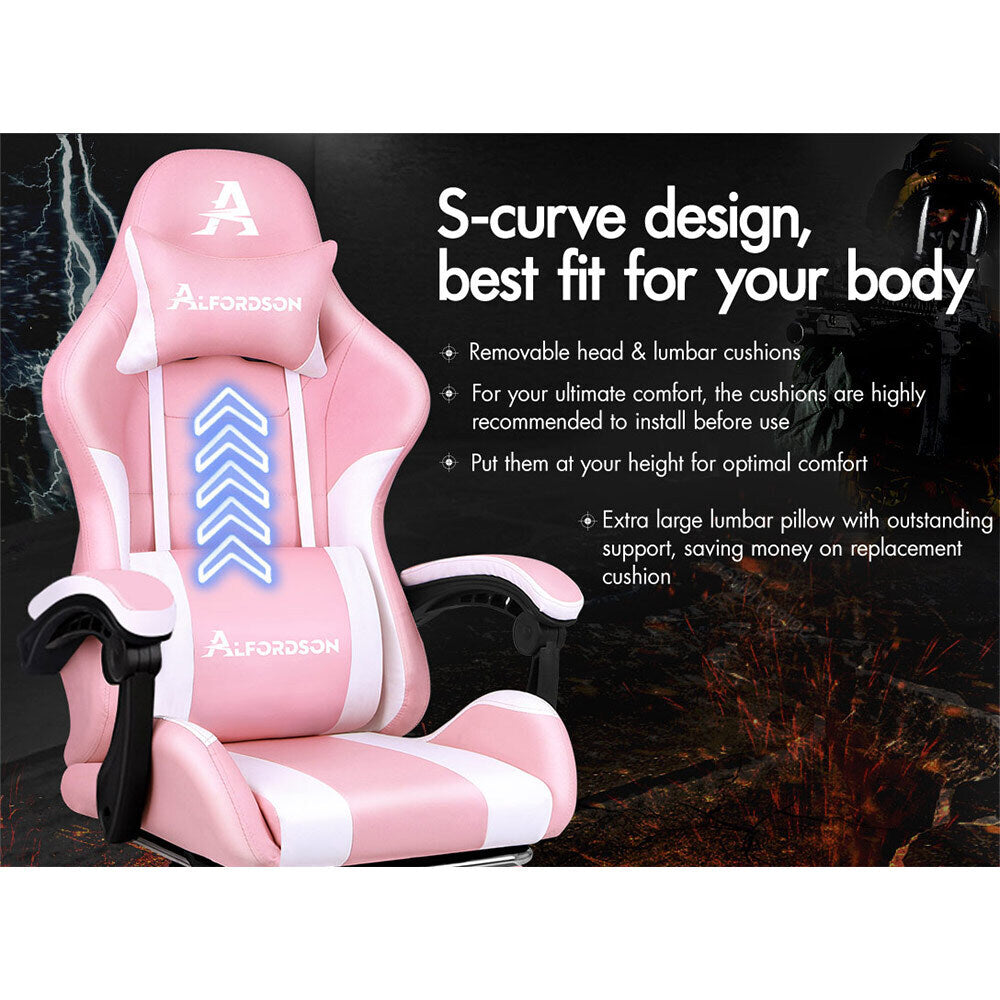 ALFORDSON Gaming Office Chair Extra Large Pillow Racing Executive Footrest Seat