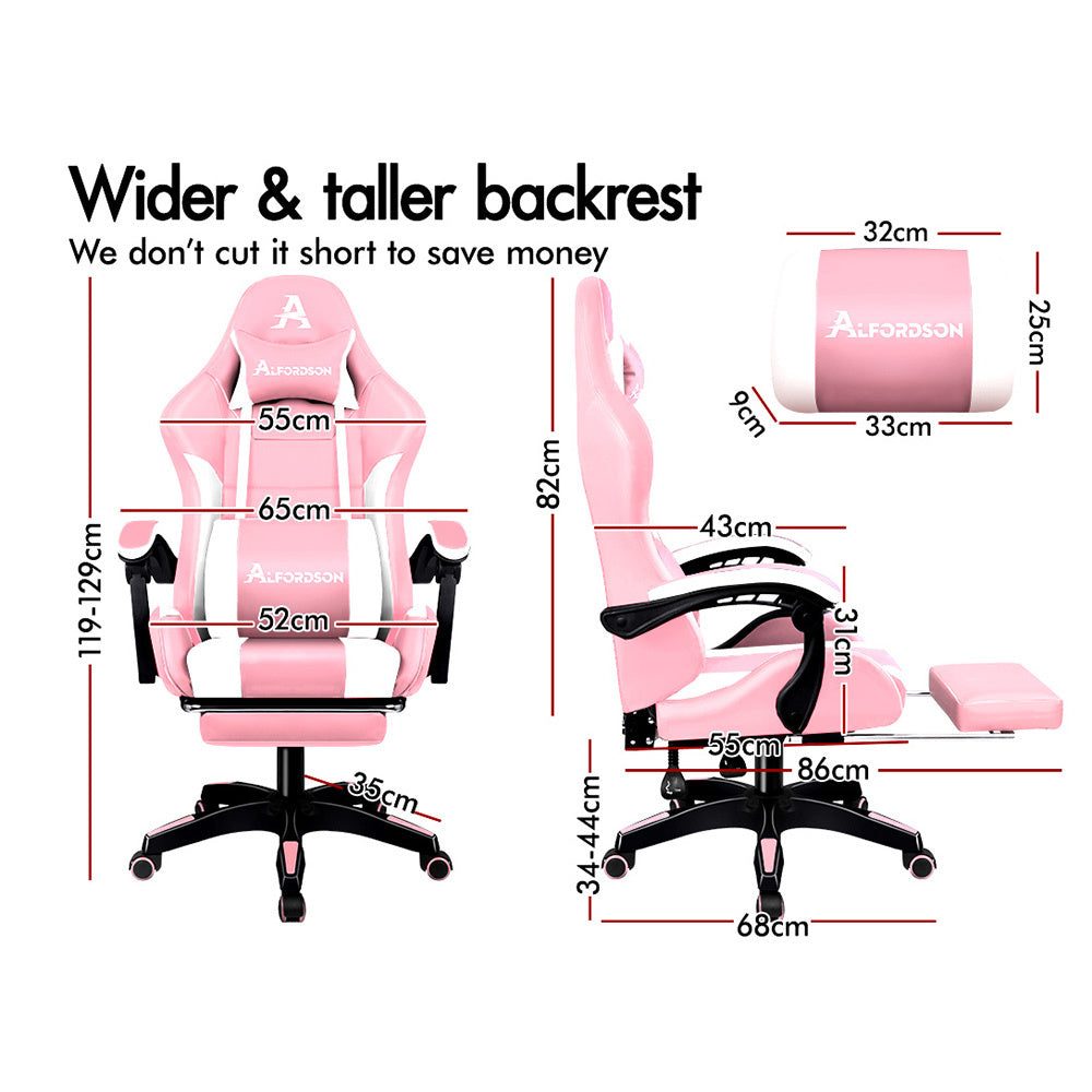 ALFORDSON Gaming Office Chair Extra Large Pillow Racing Executive Footrest Seat
