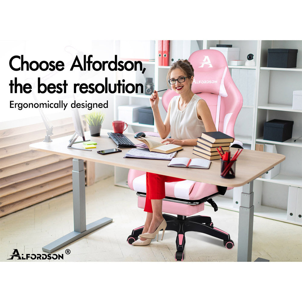 ALFORDSON Gaming Office Chair Extra Large Pillow Racing Executive Footrest Seat