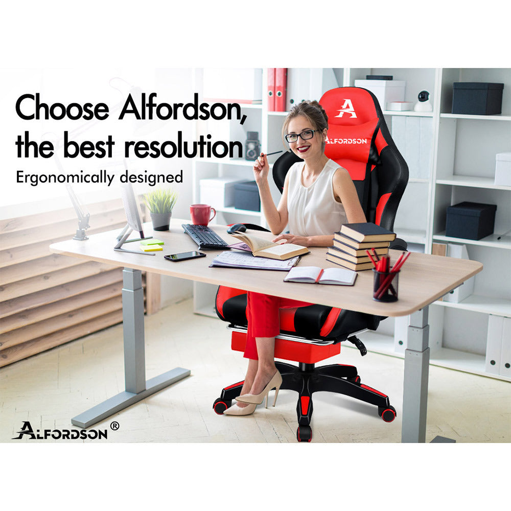 ALFORDSON Gaming Office Chair Extra Large Pillow Racing Executive Footrest Seat