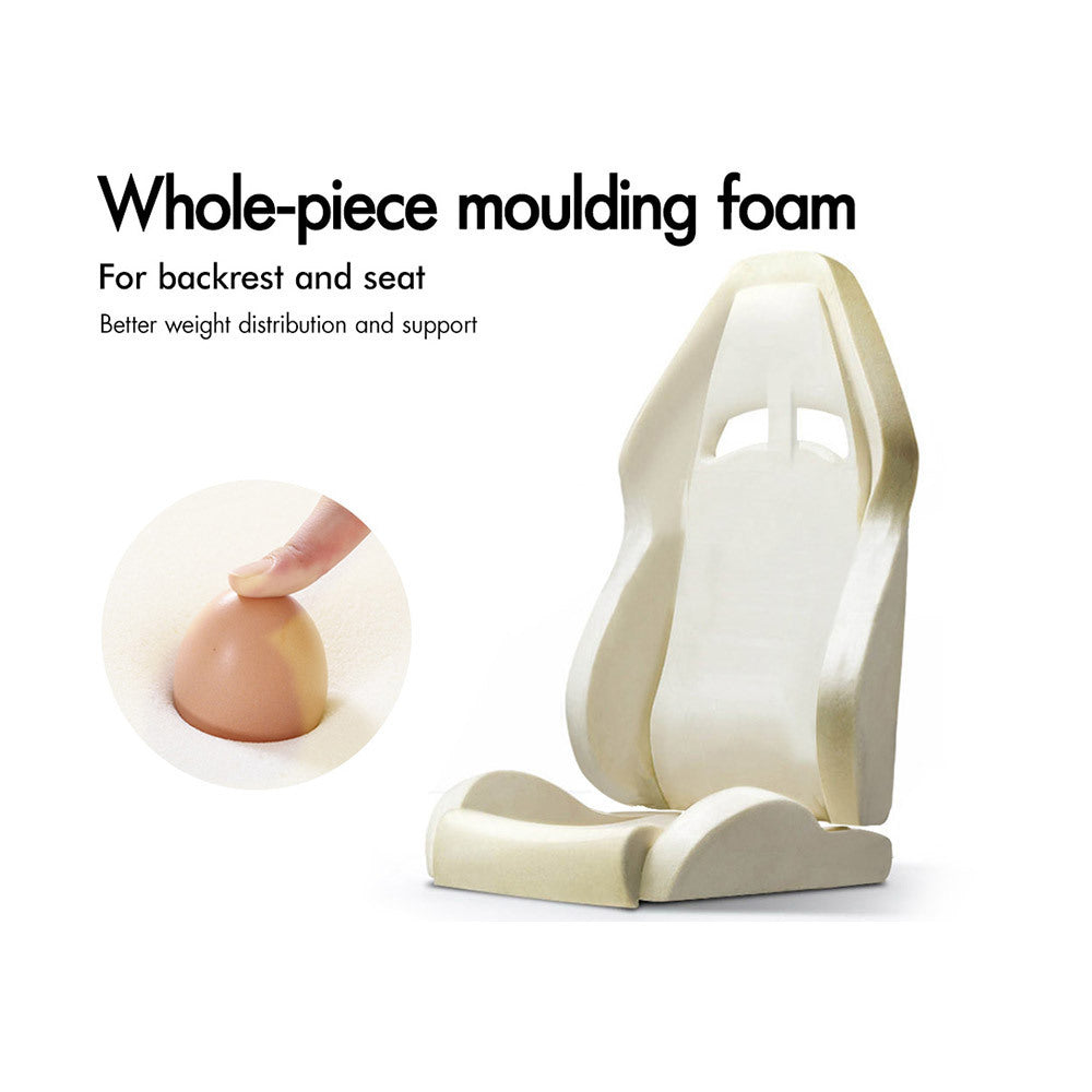 ALFORDSON Gaming Chair Office Racer Large Lumbar Cushion Footrest Seat Leather