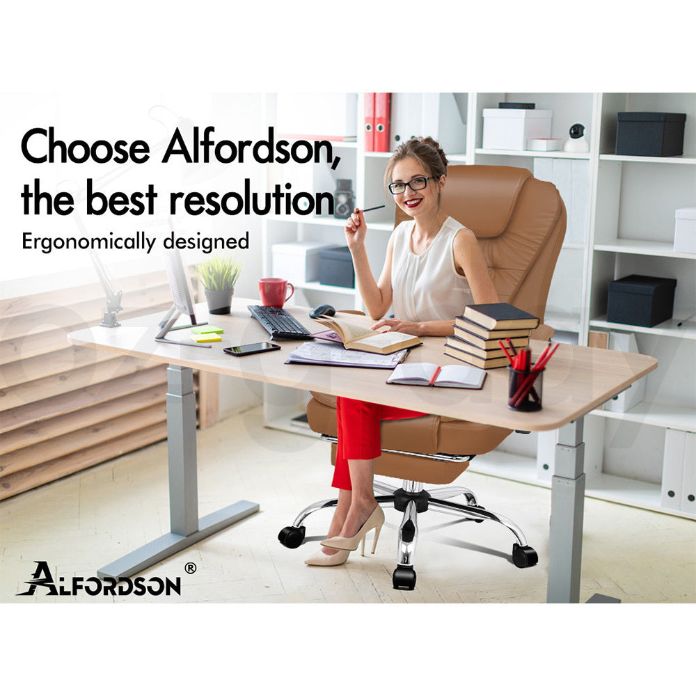 ALFORDSON Office Chair Gaming Executive Computer Racer Footrest PU Leather Seat