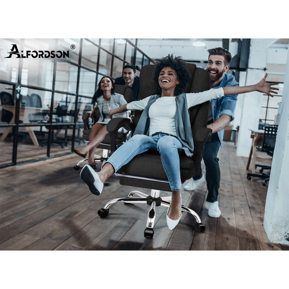 ALFORDSON Office Chair Gaming Executive Computer Racer Footrest Fabric Black