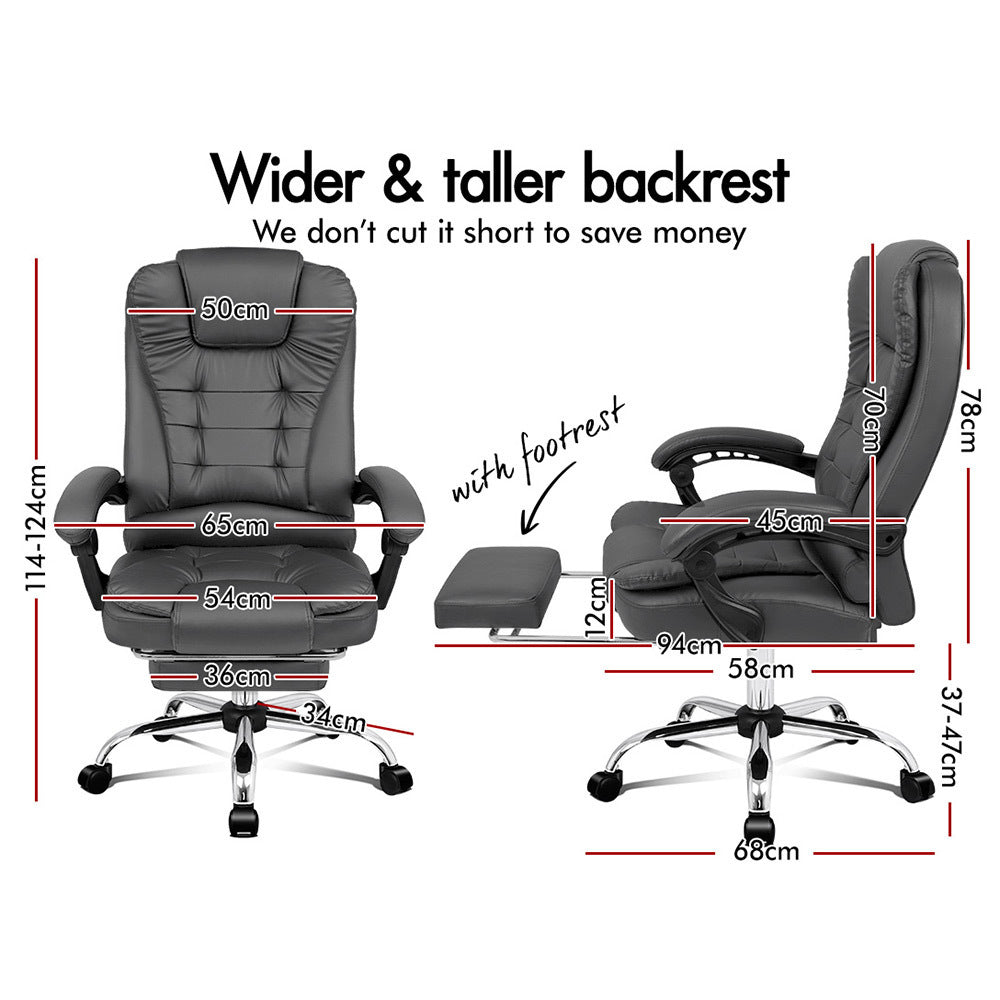 ALFORDSON Office Chair Gaming Executive Computer Racer Footrest PU Leather Seat