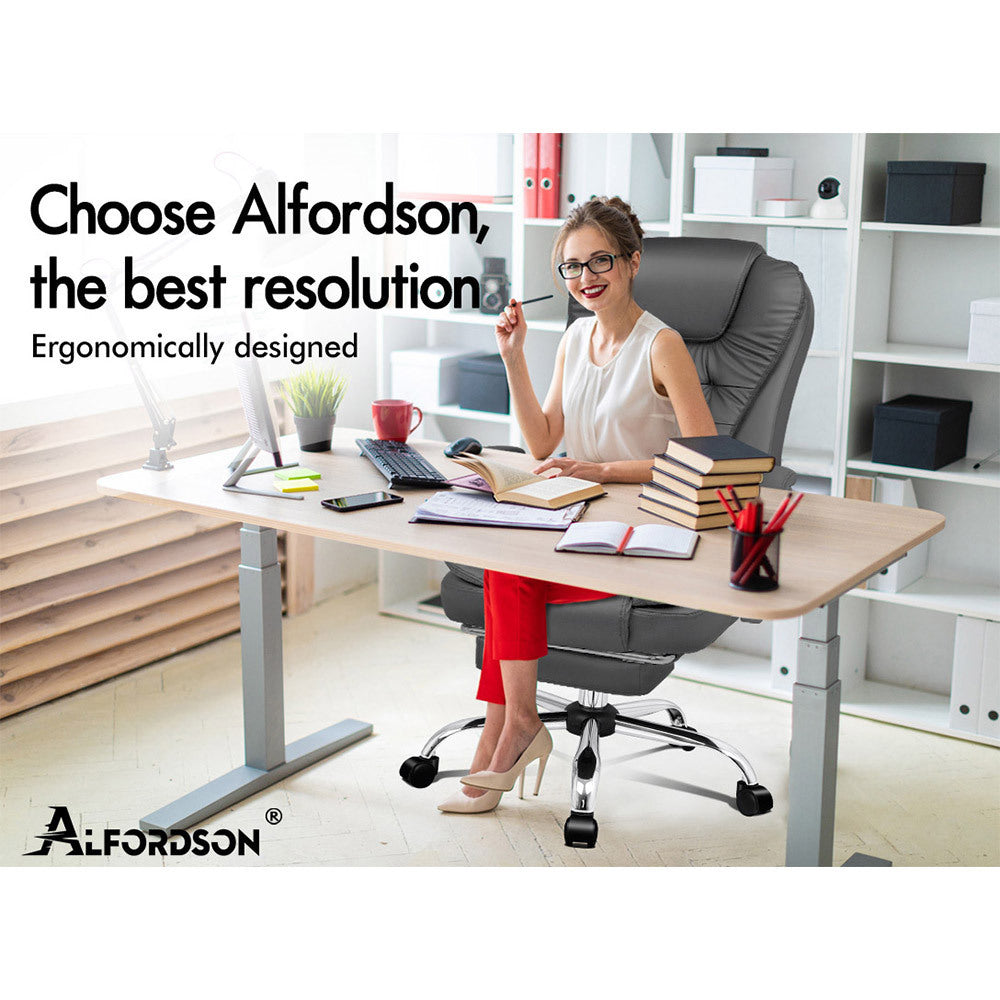 ALFORDSON Office Chair Gaming Executive Computer Racer Footrest PU Leather Seat