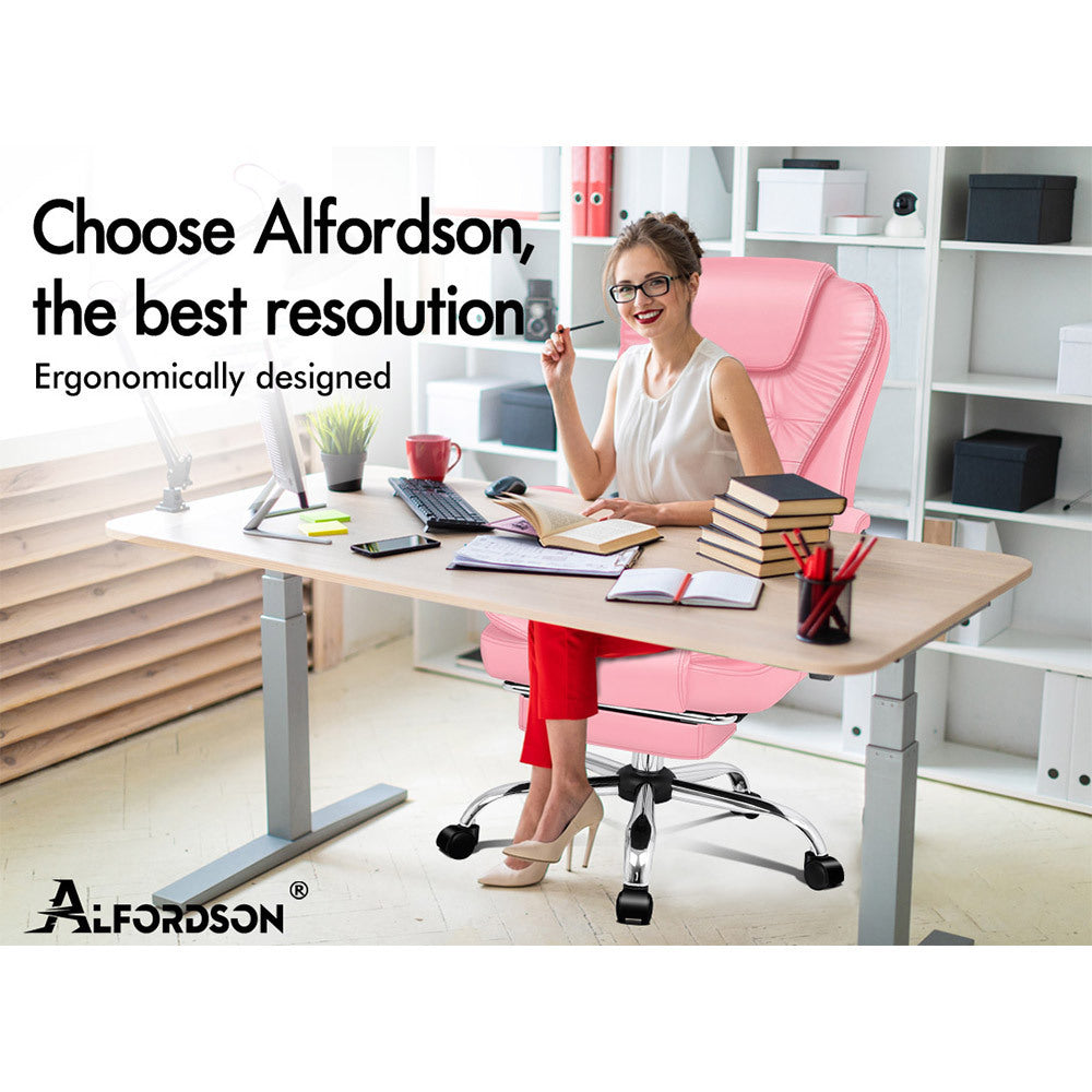 ALFORDSON Office Chair Gaming Executive Computer Racer Footrest PU Leather Seat