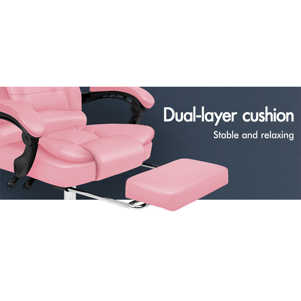 ALFORDSON Office Chair Gaming Executive Computer Racer Footrest PU Leather Seat