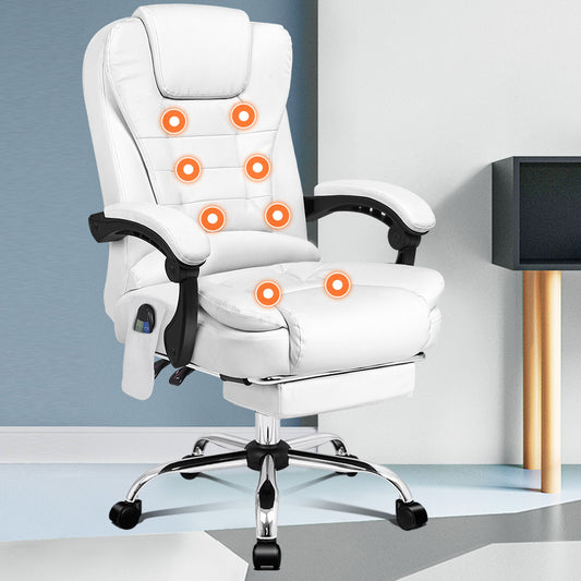 ALFORDSON Massage Office Chair Heated Seat Gaming Racer Executive PU Leather