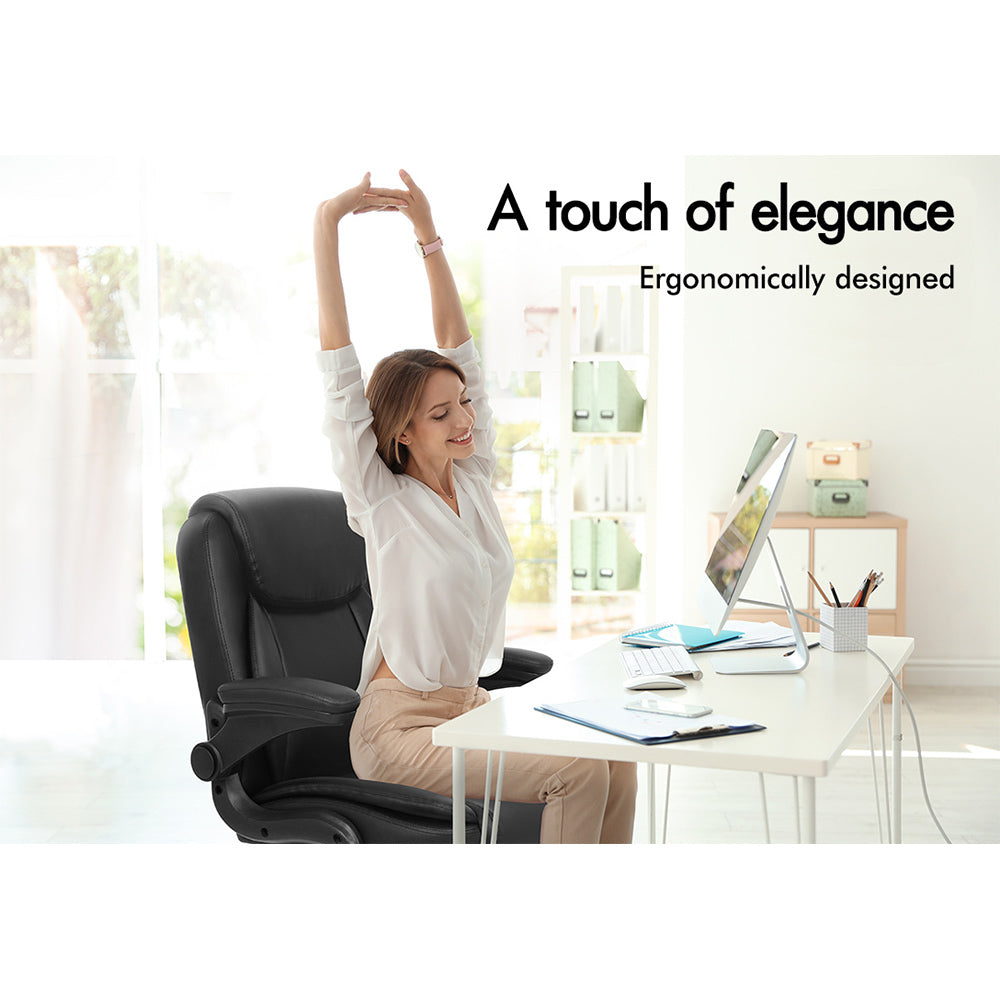 ALFORDSON Massage Office Chair Executive Computer Gaming Seat PU Leather Black