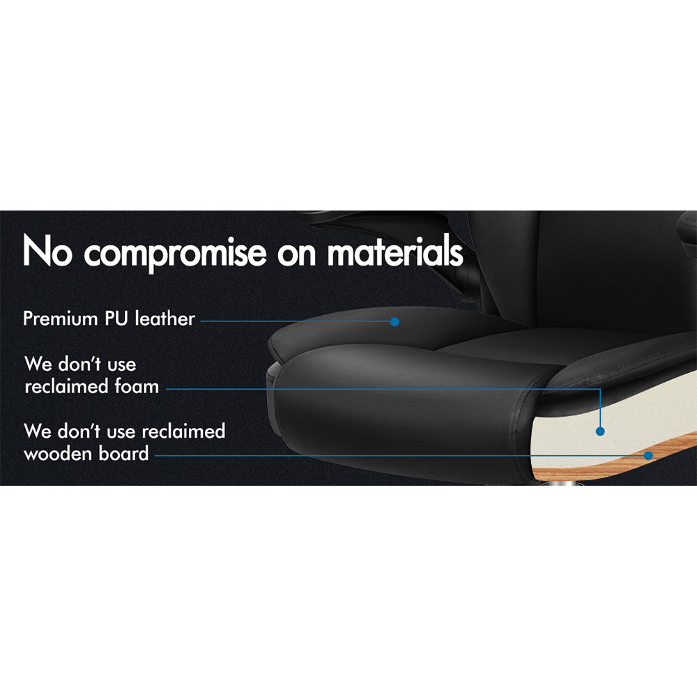 ALFORDSON Massage Office Chair Executive Computer Gaming Seat PU Leather Black