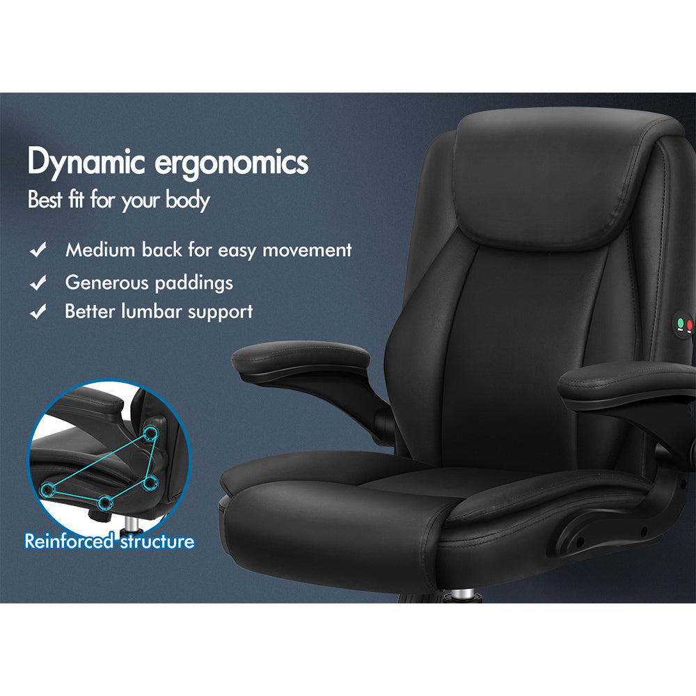 ALFORDSON Massage Office Chair Executive Computer Gaming Seat PU Leather Black