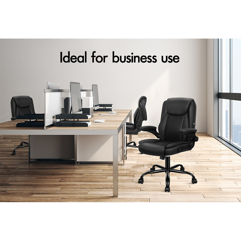 ALFORDSON Massage Office Chair Executive Computer Gaming Seat PU Leather Black