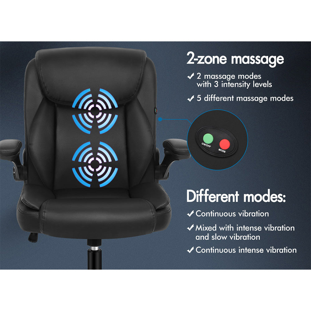 ALFORDSON Massage Office Chair Executive Computer Gaming Seat PU Leather Black