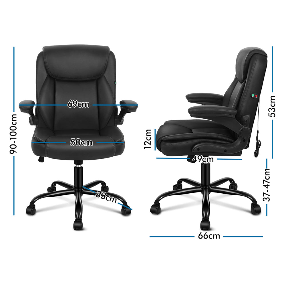 ALFORDSON Massage Office Chair Executive Computer Gaming Seat PU Leather Black