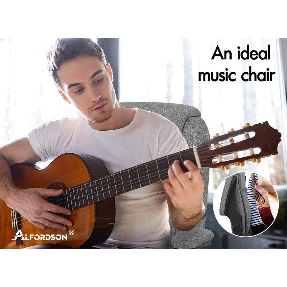 ALFORDSON Massage Office Chair Executive Computer Gaming Seat Linen Fabric Grey