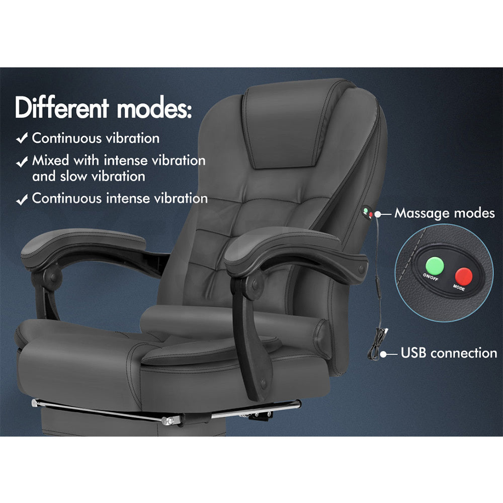 ALFORDSON Massage Office Chair FOOTREST Executive Gaming Racing Seat Grey PU