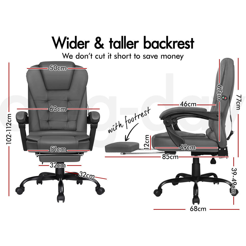 ALFORDSON Massage Office Chair FOOTREST Executive Gaming Racing Seat Grey PU