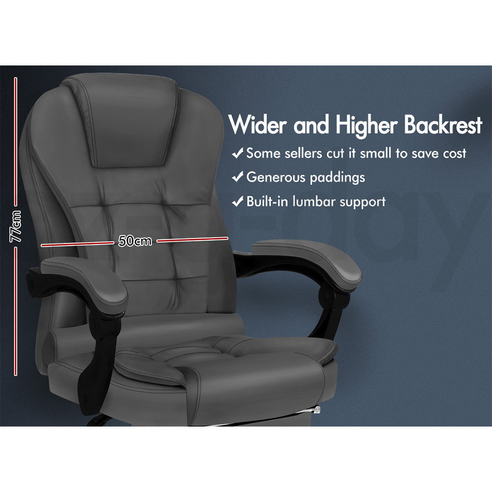 ALFORDSON Massage Office Chair FOOTREST Executive Gaming Racing Seat Grey PU