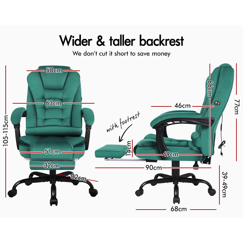 ALFORDSON Massage Office Chair Footrest Executive Gaming Racing Velvet Seat