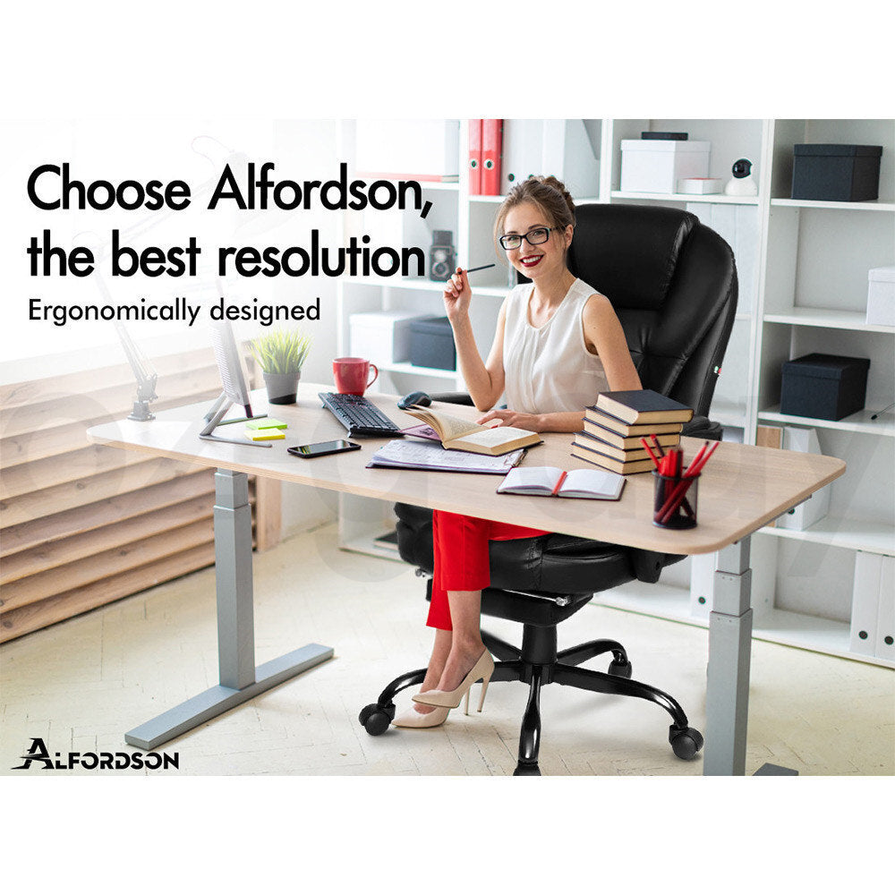 ALFORDSON Massage Office Chair FOOTREST Executive Gaming Racing Seat PU Leather