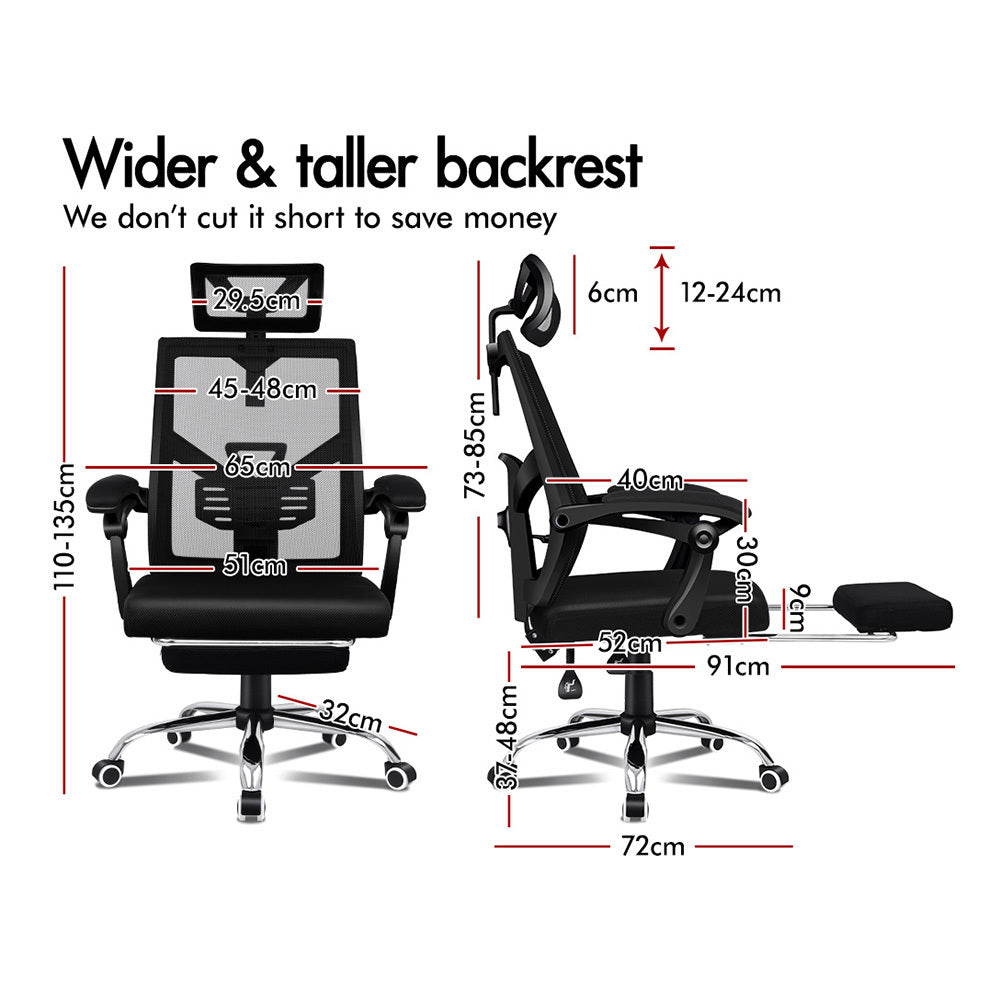 ALFORDSON Mesh Office Chair Gaming Executive Fabric Seat Racing Footrest Recline