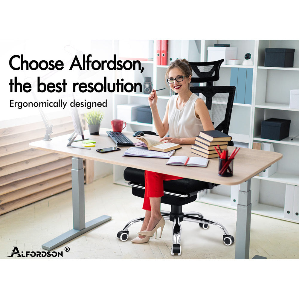 ALFORDSON Mesh Office Chair Gaming Executive Fabric Seat Racing Footrest Recline