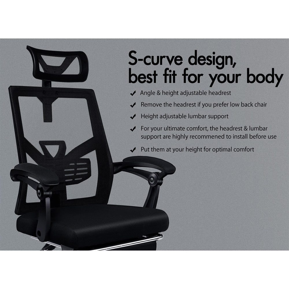 ALFORDSON Mesh Office Chair Gaming Executive Fabric Seat Racing Footrest Recline